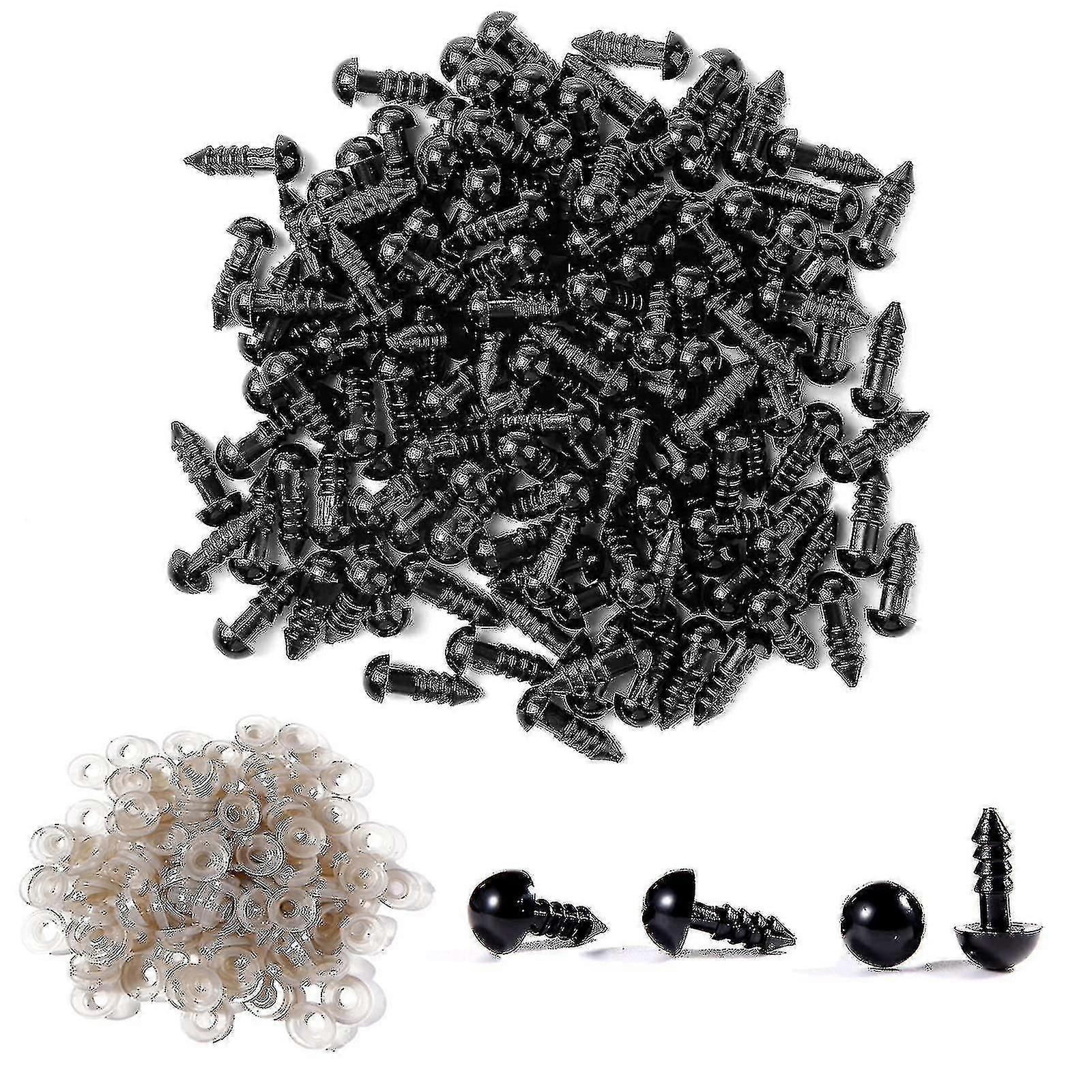 100pcs安全目6 / 8mmプラスチックブラッククラフトアイテディベアアイワッシャー付き - J