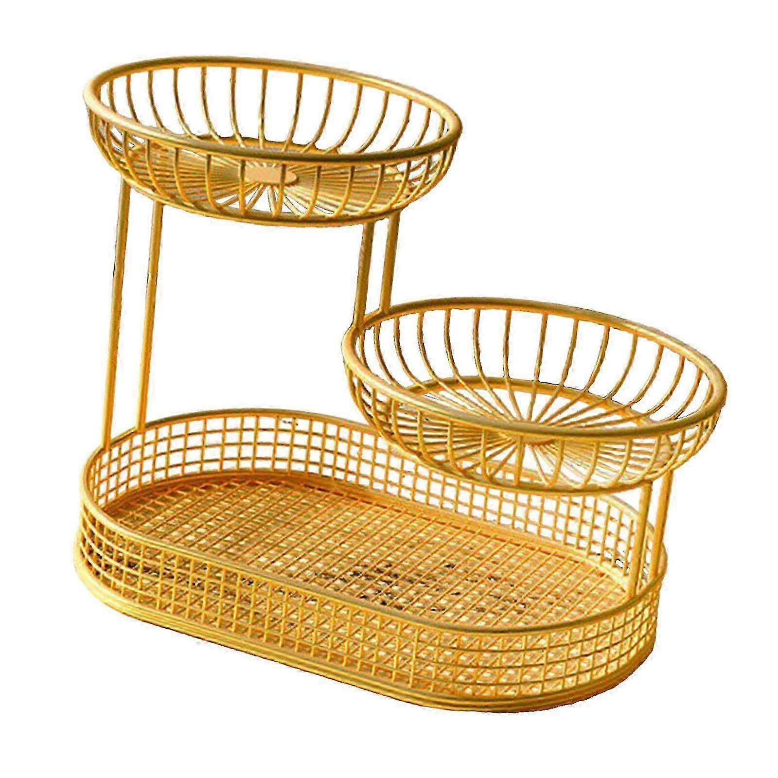 3 στάση φρούτων μεταλλικών ματιών στρώματος για το τραπέζι τραπεζαρίας, κατάλληλο για διακόσμηση αγροικίας στο χρυσό χρώμα