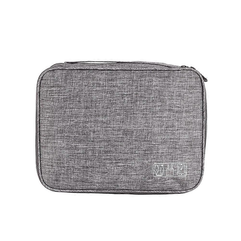 Electric Organizer Bag Polyester Case for Data Cable U Disk Power Bank Electronic Accessories Rectangular Waterproof Dark Grey 28x21x9cm 1Pack