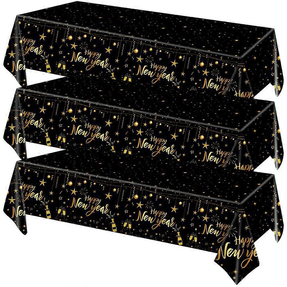 New Year Party Supplies Tablecloth Decorative Rectangular Shape Indoor Use 3Pcs