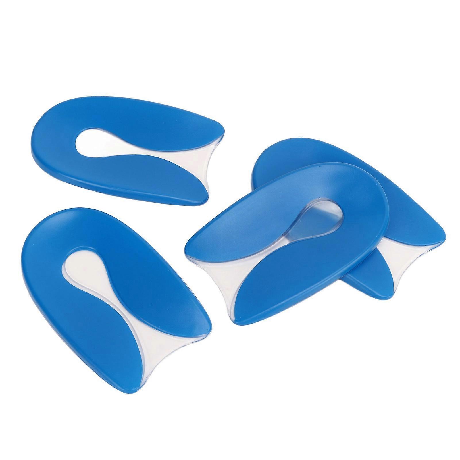 2 Pairs Gel Heel Pad U Shaped Prevent Slip Self Adhesive Shock Absorption Shoes Inserts L Transparent Blue