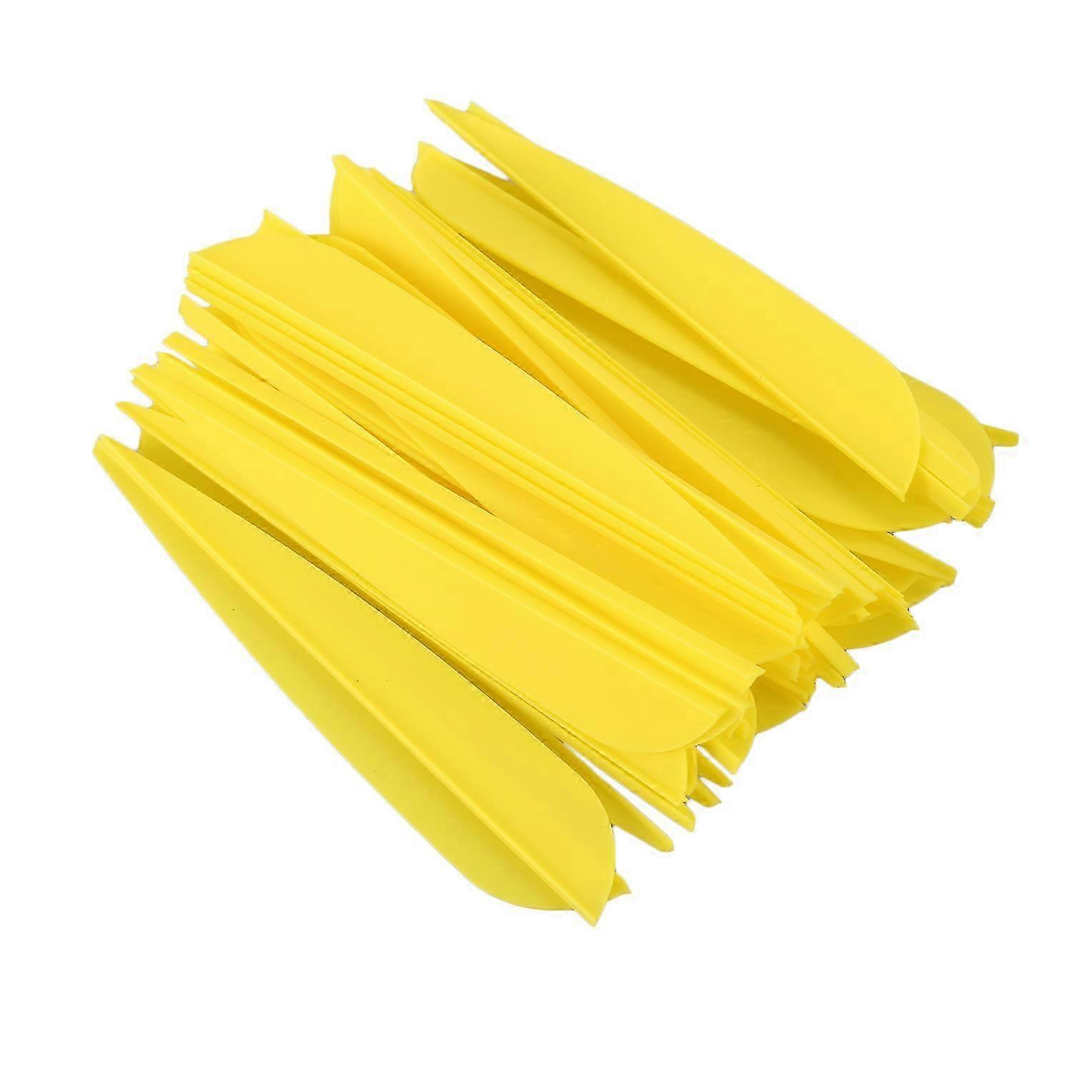 4 Inch Plastic Feather Fletching for DIY Archery Arrows 50 Pack (Yellow)