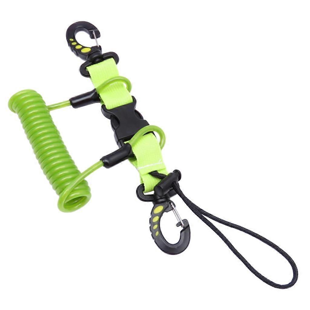 Scubas Diving Lanyard Steel Wire Spring Spiral Lanyard with Quick Release for Cameras and Diving Lamps Green