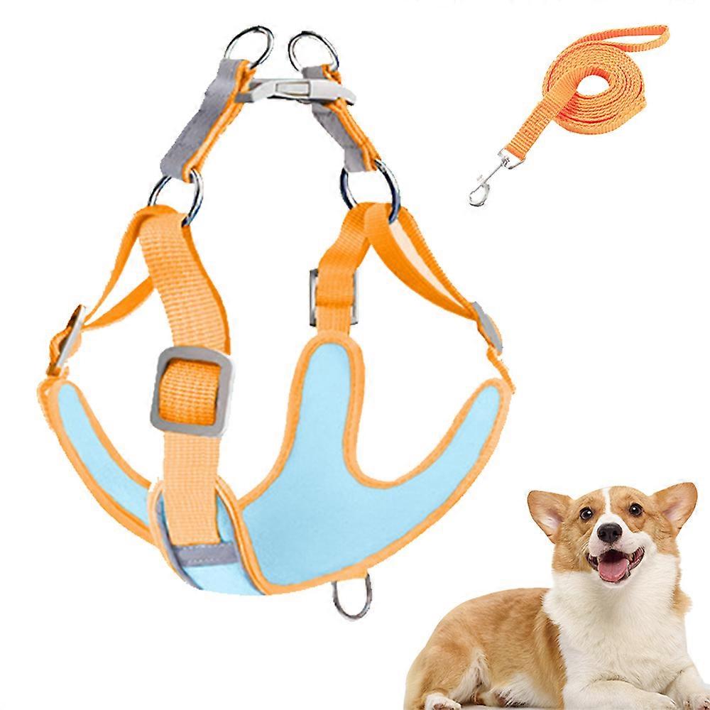 Pull Dog Harness Adjustable Reflective Oxford Easy Control Medium Large Dog Harness-M