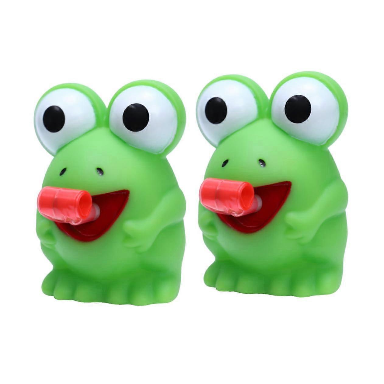 Frog Squeeze Toy Set of 2 - Soft Green Plastic Press Toys for Babies with Animal Print Design