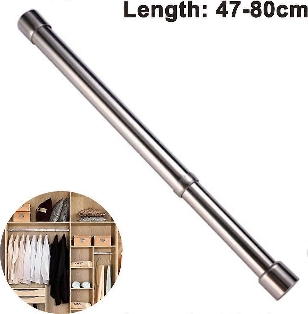 Extension wardrobe tube, stainless steel clothes rail, stable niche rod, tube with end sockets, 47-80 cm