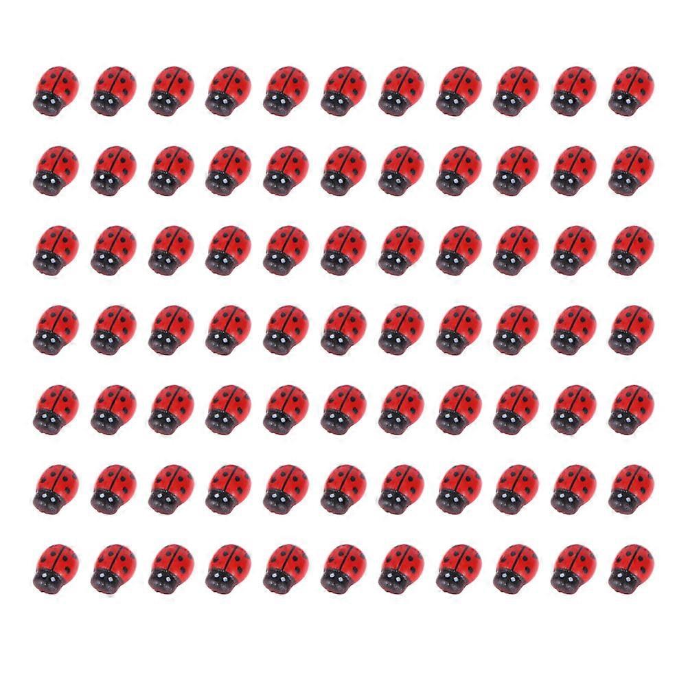200pcs Artificial Ladybug Decor Simulated Wooden Decoration