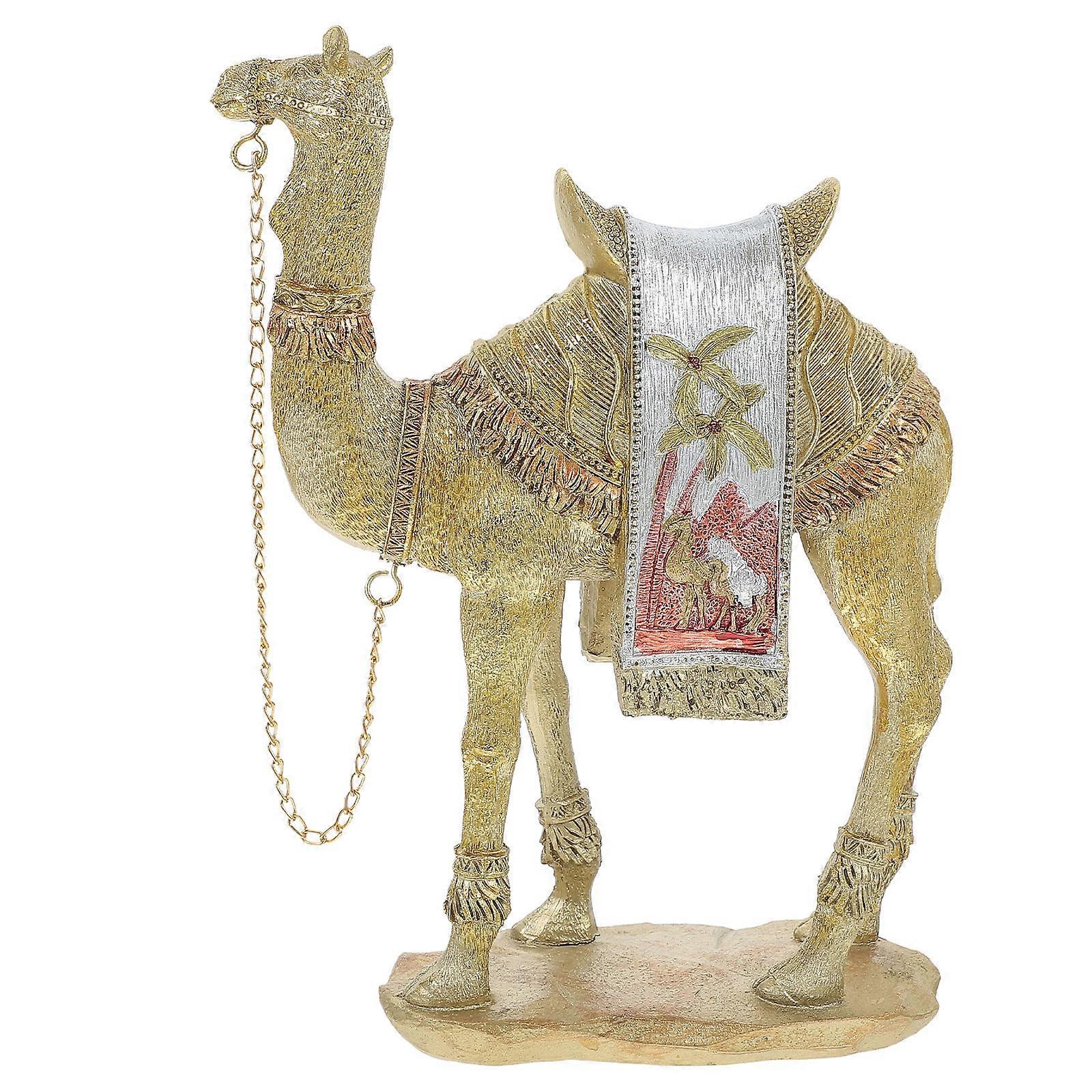 Camel Miniature Resin Camel Statue Modern Middle East Classical Style Home Decor Golden 1Set