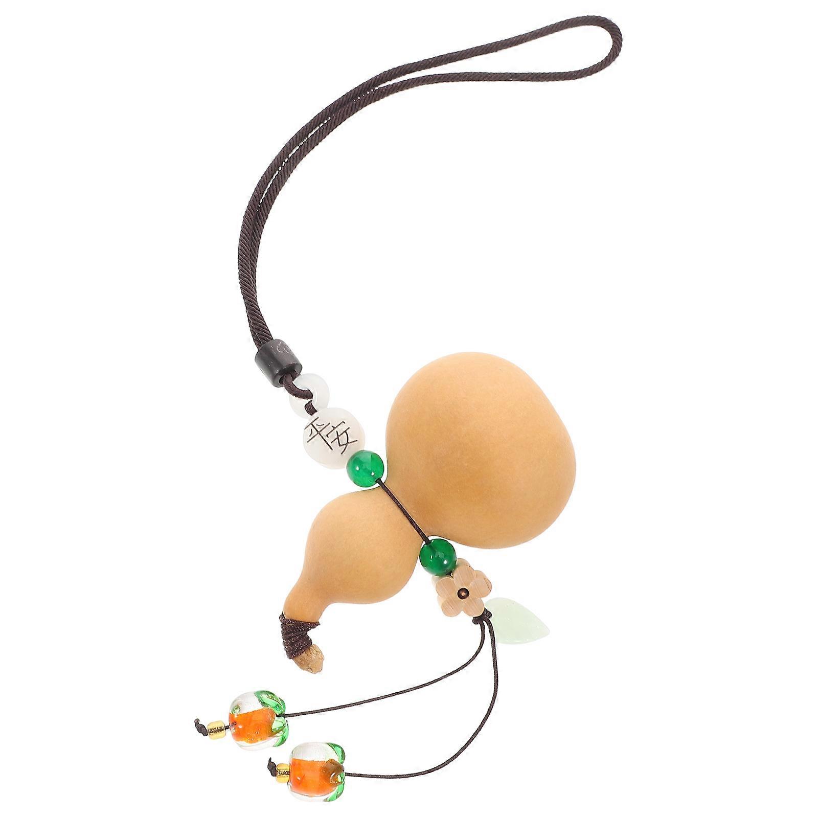 Feng Shui Gourd Charm for Car Interior Natural Hulu Pendant Rearview Mirror Ornament Symbol of Safety and Luck Elegant Vehicle Decoration