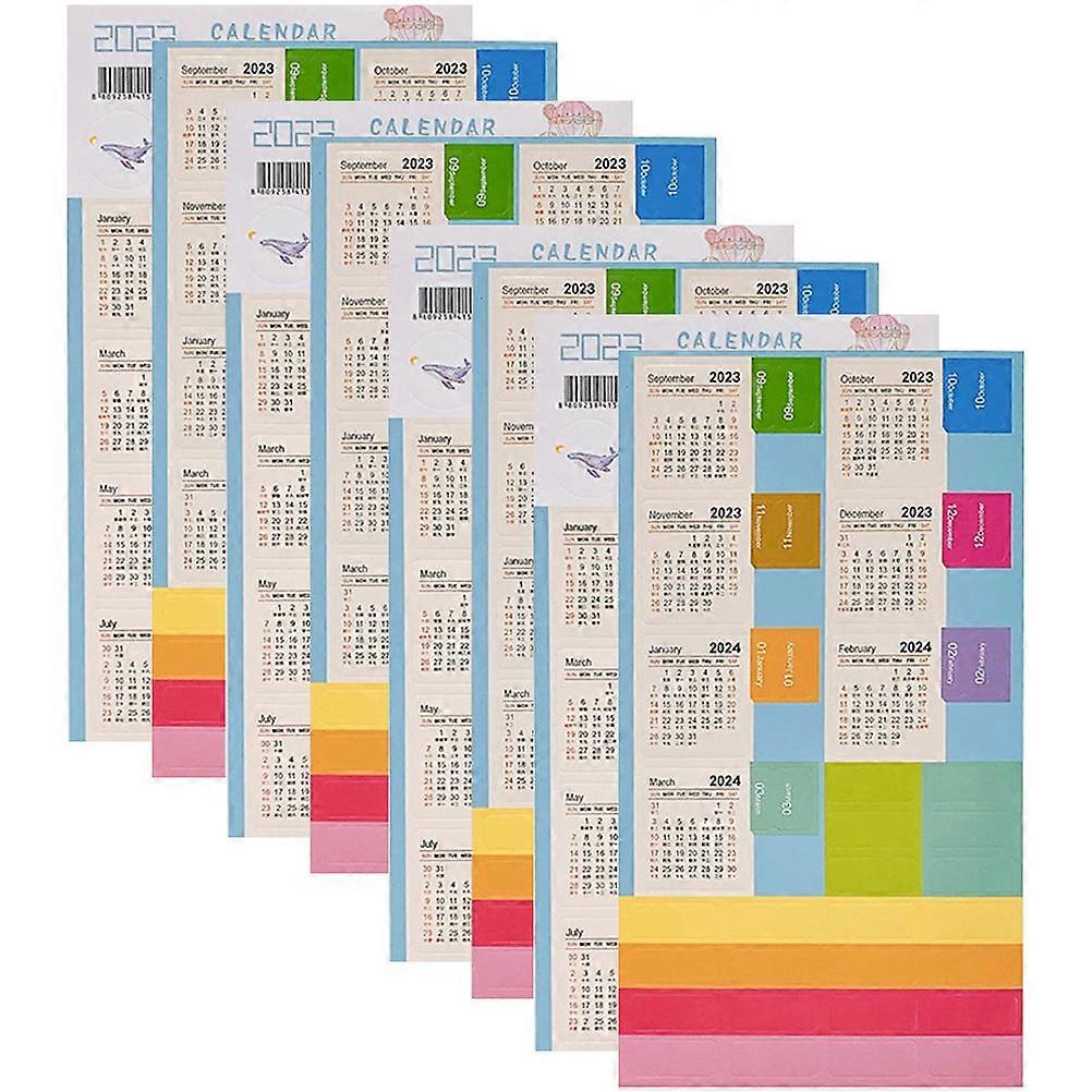 Paper Calendar Sticker Multi-function Book Tabs For Personal Organization Multi-colored Rectangular Bookmark 8 Sets