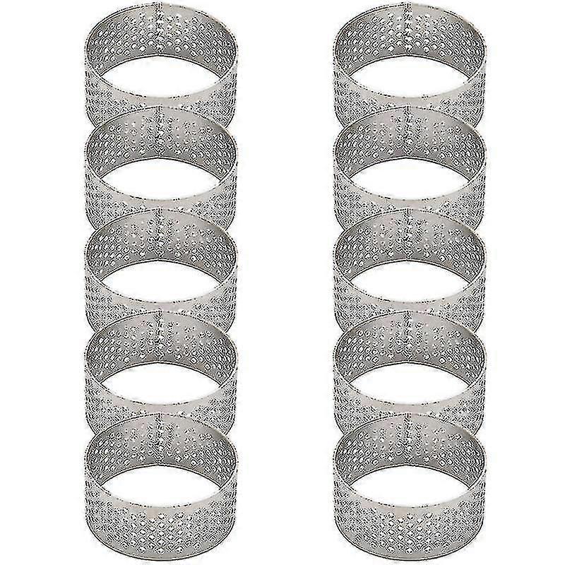 10pcs 4.5cm Round Stainless Perforated Seamless Tart Ring Quiche Ring Tart Pan Pie Tart Ring With H