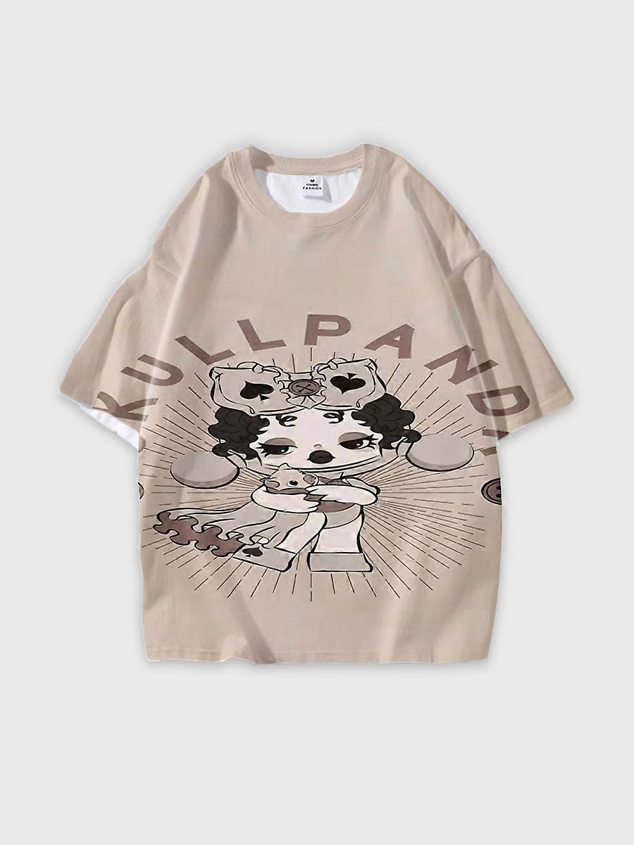 T-shirt round neck Pattern loose short sleeve JW402