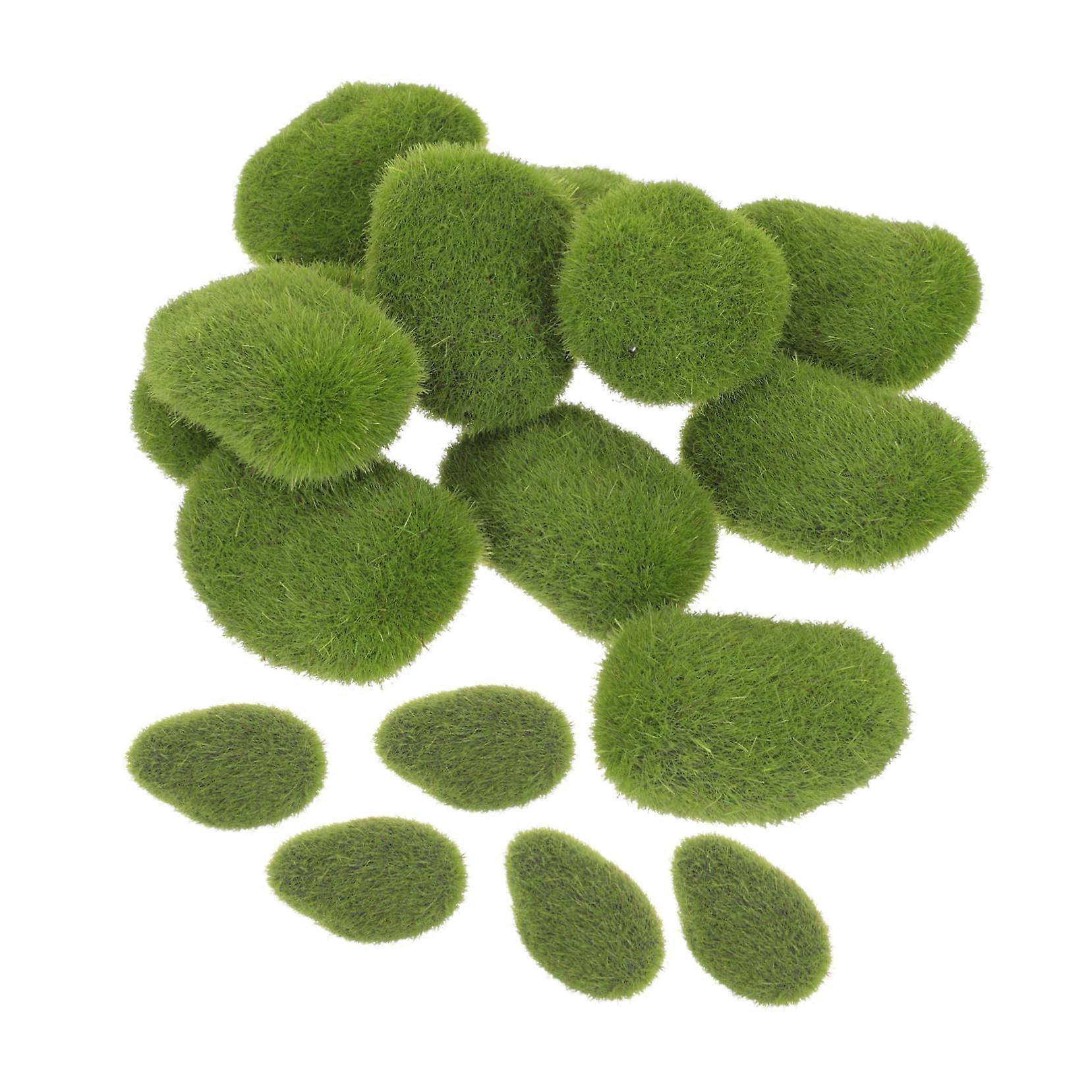 Artificial Moss Pebbles Pack of 20 Artificial Rocks Realistic Moss for Landscape Garden Courtyard and Bonsai