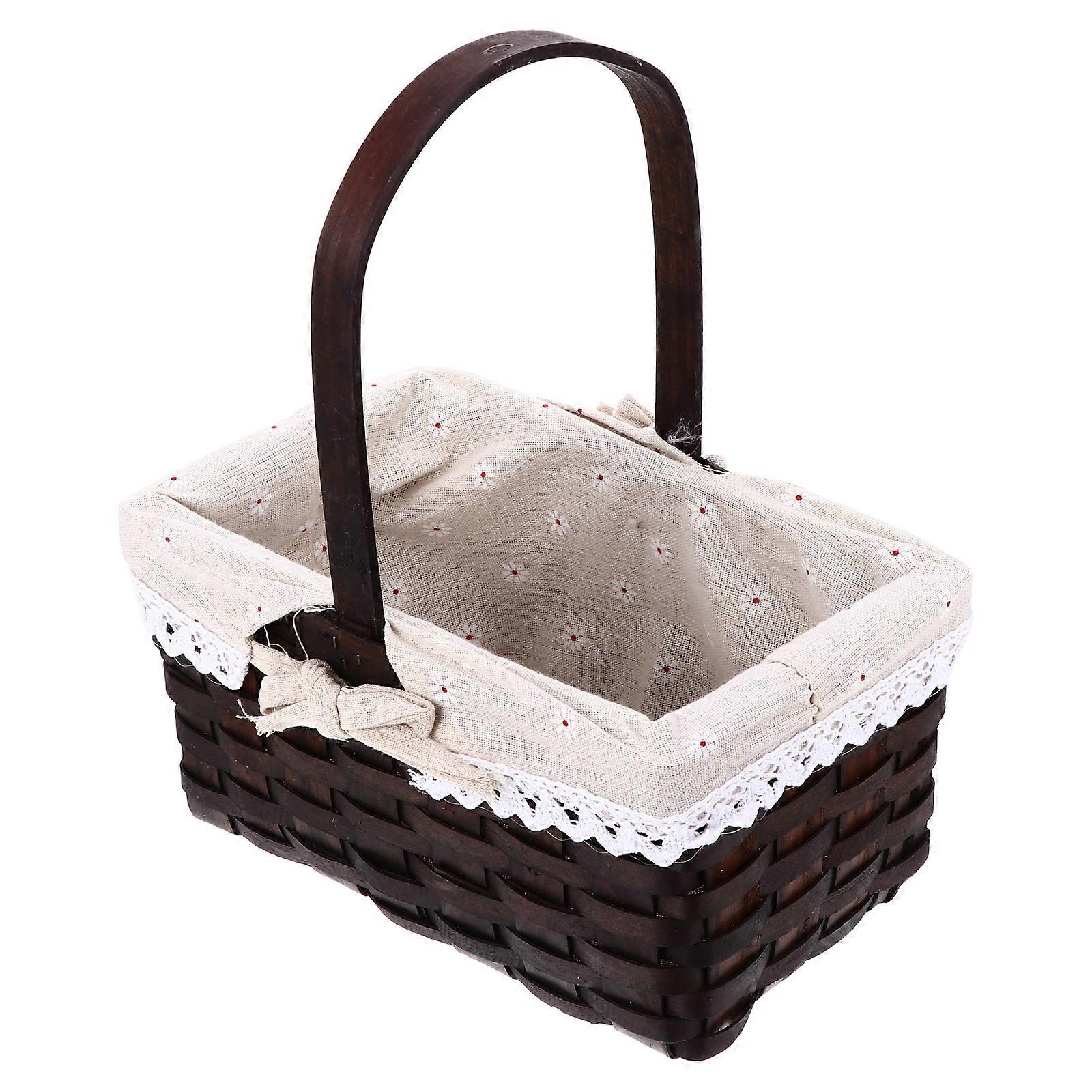 Hand Woven Rattan Storage Basket Rectangular Natural Decorative Weaving Bin for Home Organization Fruits Snacks Storage