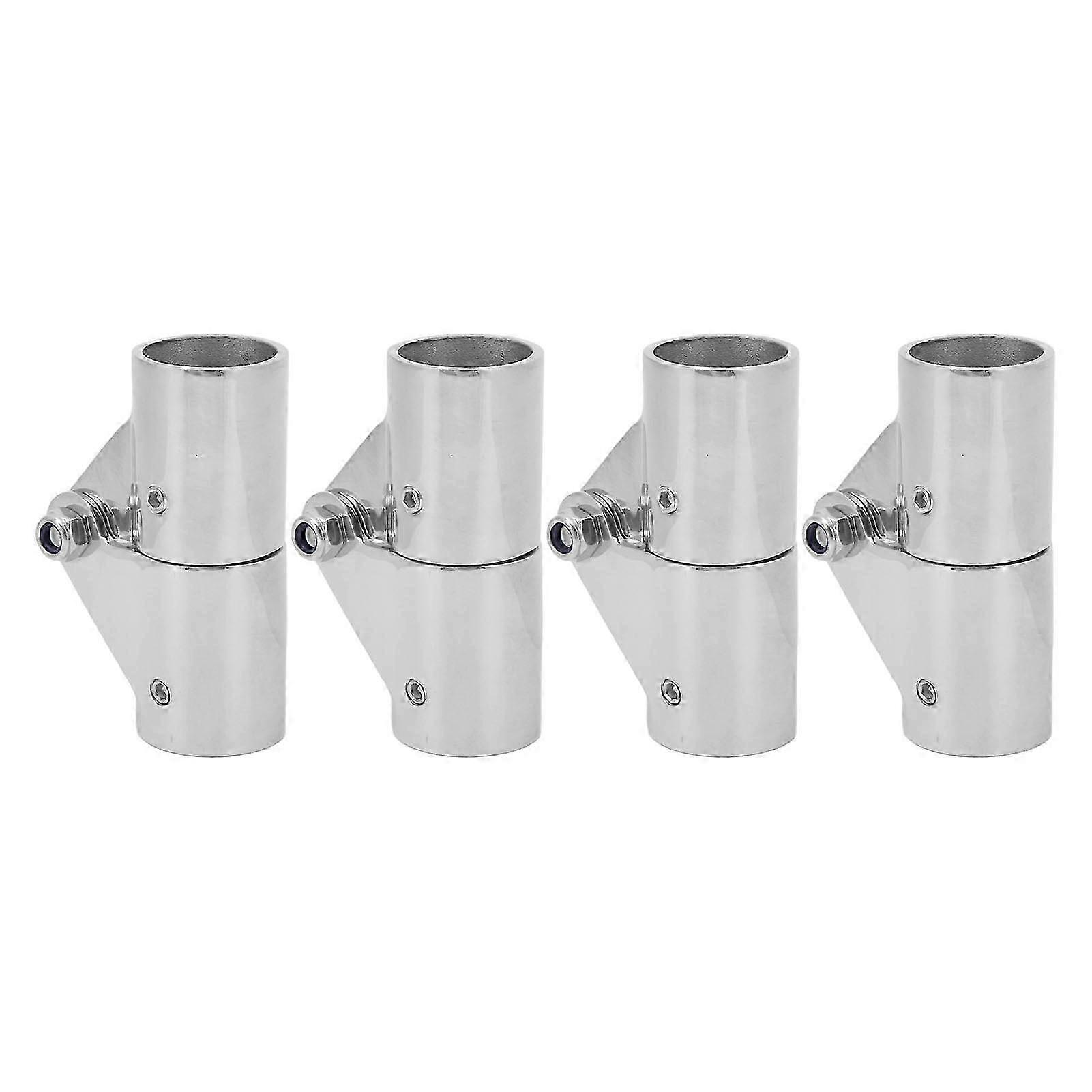 4Pcs Swivel Pipe Connector 25MM Stainless Steel Durable Stable Connector for Marine and Inflatable Yachts