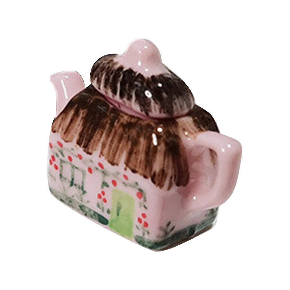Mini Ceramic Teapot Ornament, Hand Painted Porcelain Model for Dollhouse and DIY Scene Crafting Display