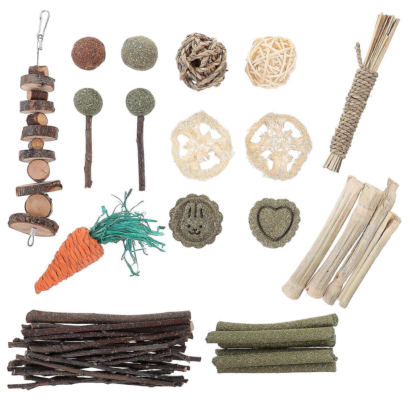 Natural Chew Set for Hamsters, Rabbits, Guinea Pigs, Squirrels & Gerbils – Biting Toy for Pet Enrichment and Loneliness Relief