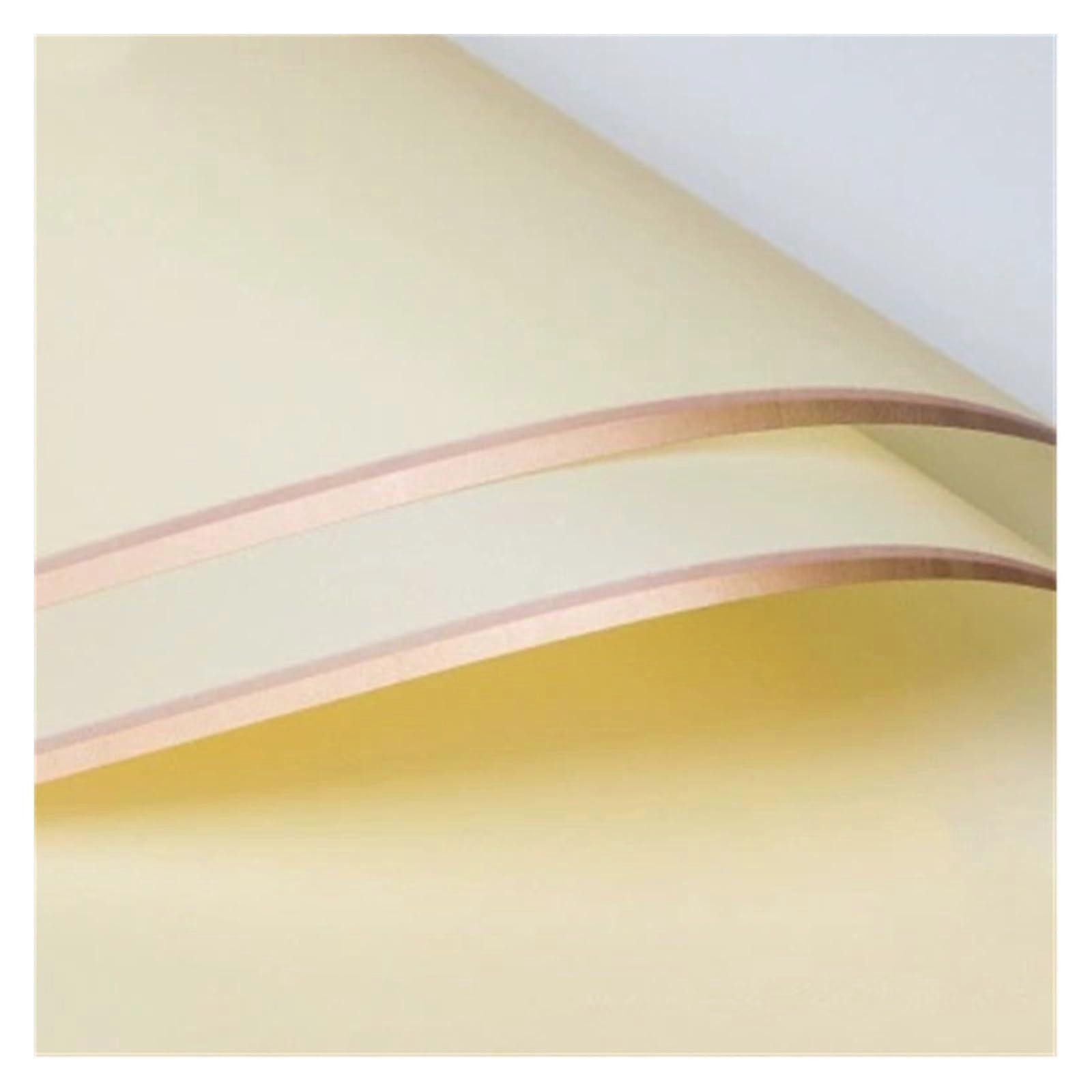 20 PCS/PACK Golden Border Rose Flower Gift Wrap Style SemiTransparent Wrapping Paper Florist Bouquet Wrapping Paper (Yellow 20 Sheets)