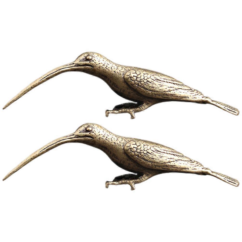 Golden Brass Bird Statue Figurine for Decoration with Delicate Craftsmanship and Good Stability 2 Pieces