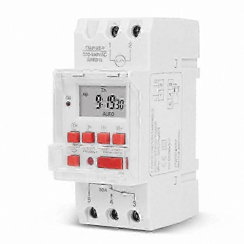 Programmable Digital Timer Switch 220V 30A DIN Automatic Timing Controller for Lights and Fans