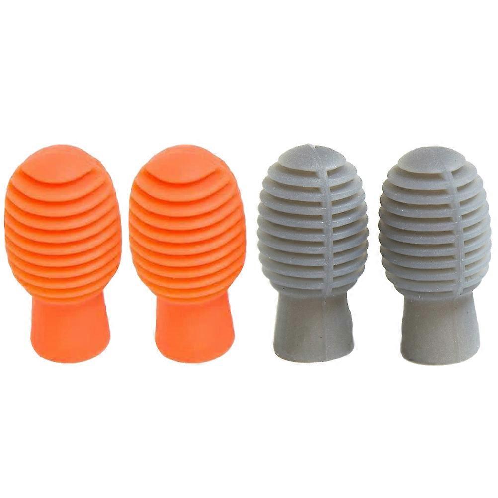 Rubber Drumstick Tips Cover For Drumstick Orange Grey 1.3x0.39x0.39 Inch Protect Drumsticks 4Pcs