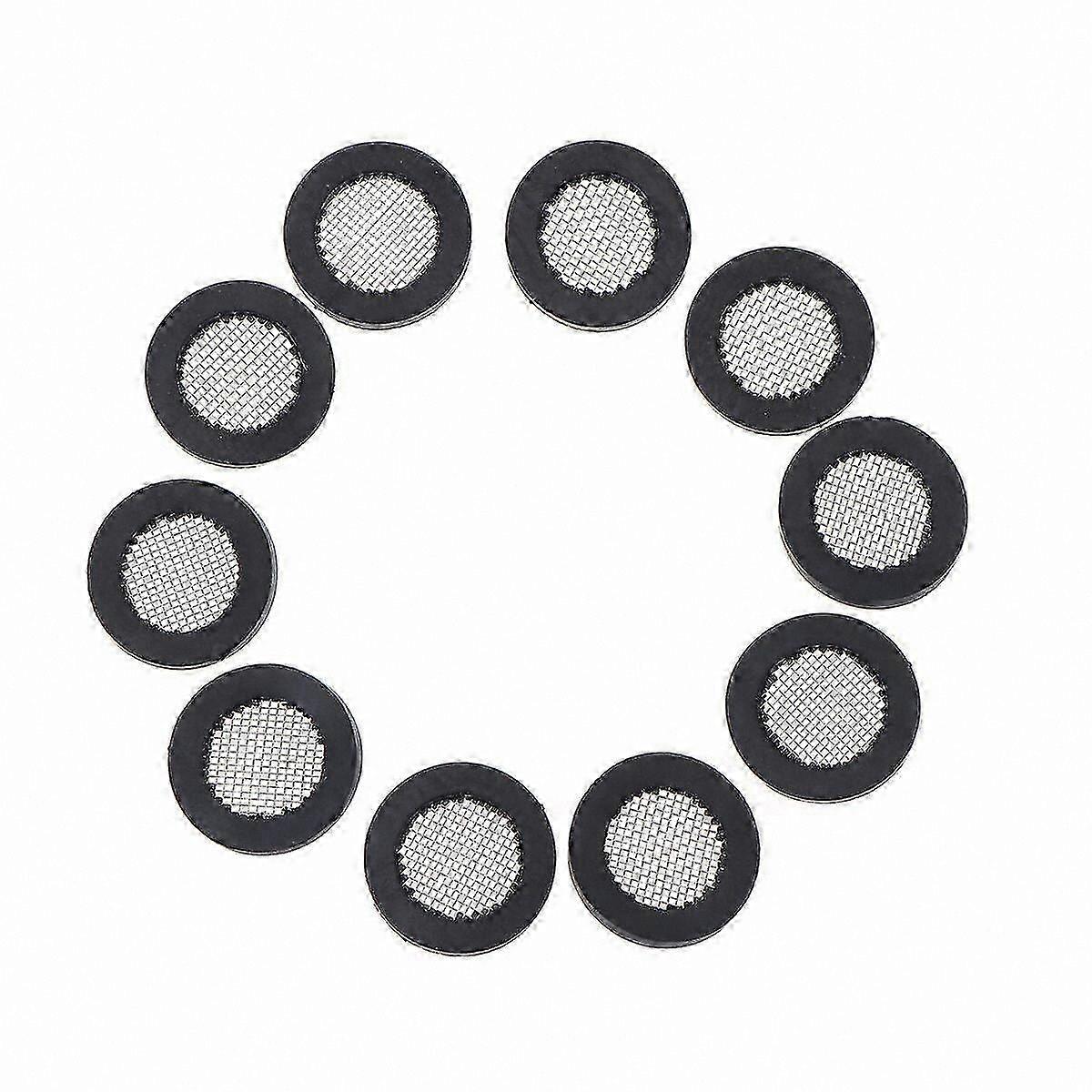 10-Pack Mesh Rubber Gaskets with Anti-Blocking Filters for 11.6mm Faucet Hose Connections (Black)