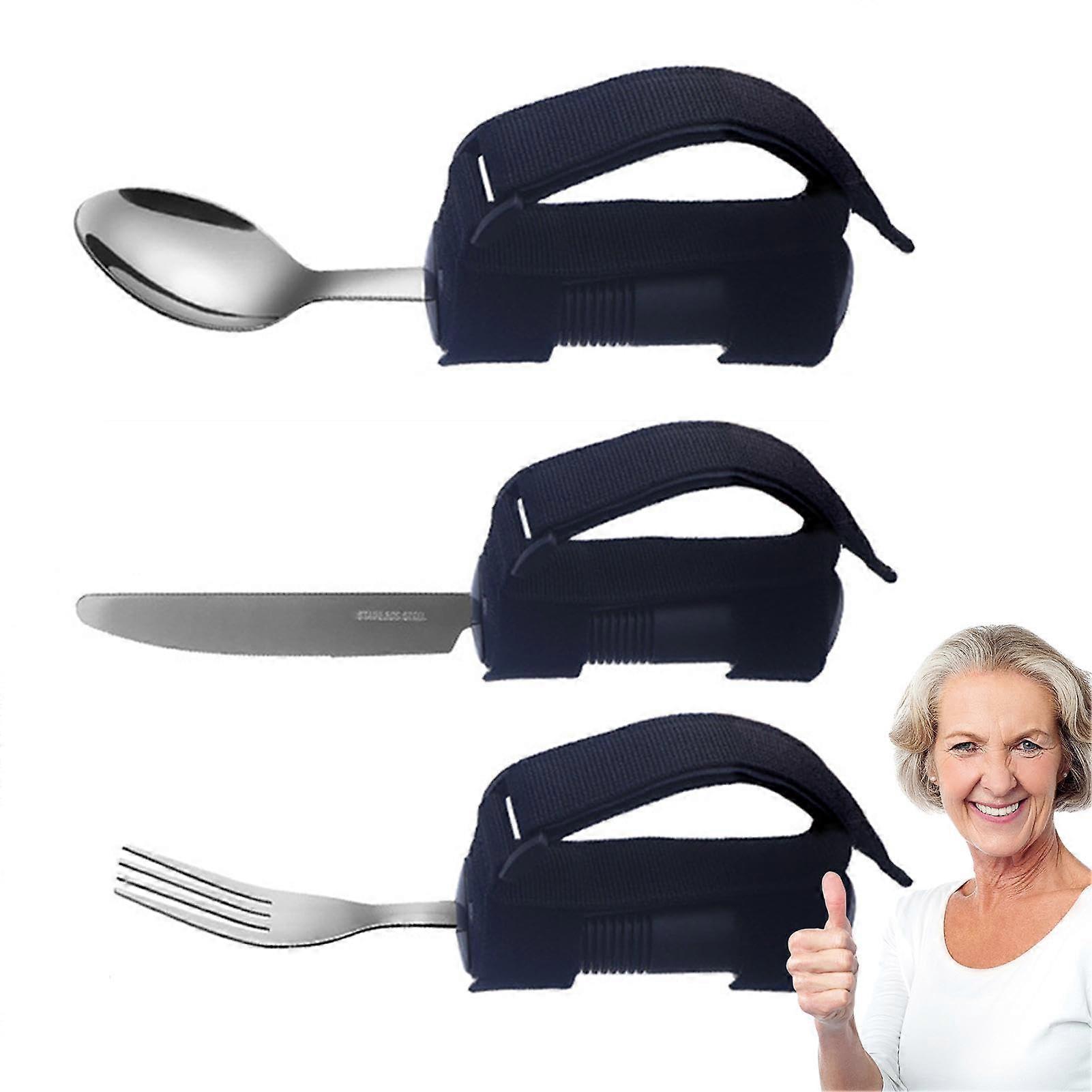 Adaptive Utensils for the Elderly - 3-Piece Non-Slip Cutlery Set for Seniors and Disabled Individuals