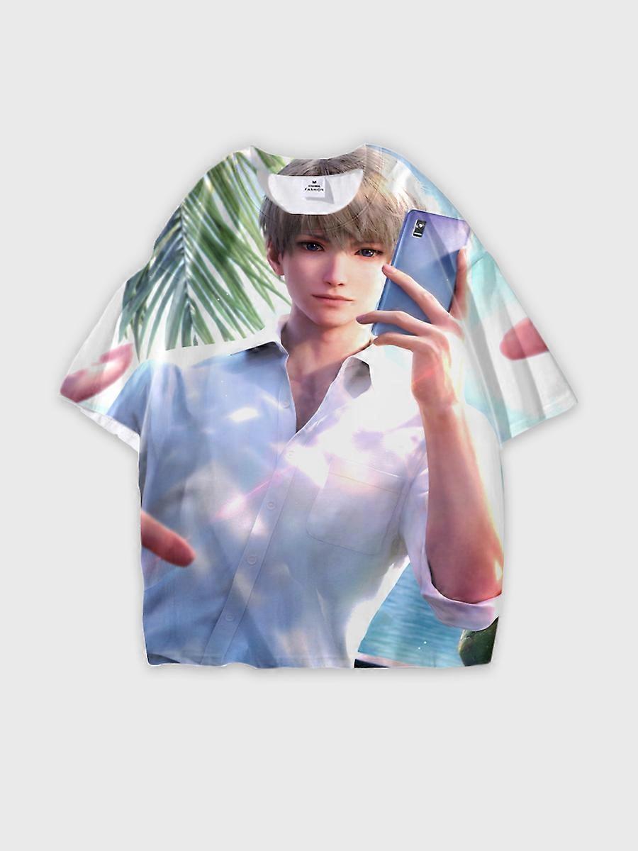 T-shirt round neck Role Pattern loose short sleeve E1731