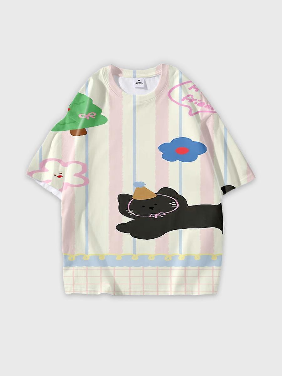 T-shirt round neck Pattern loose short sleeve P626