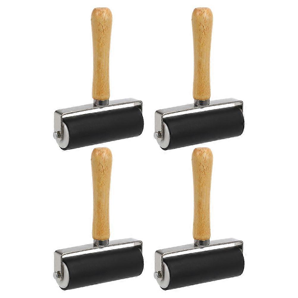 Black Roller for Crafting with Reliable Wood and Plastic Material Easy to Clean and Store 4pcs