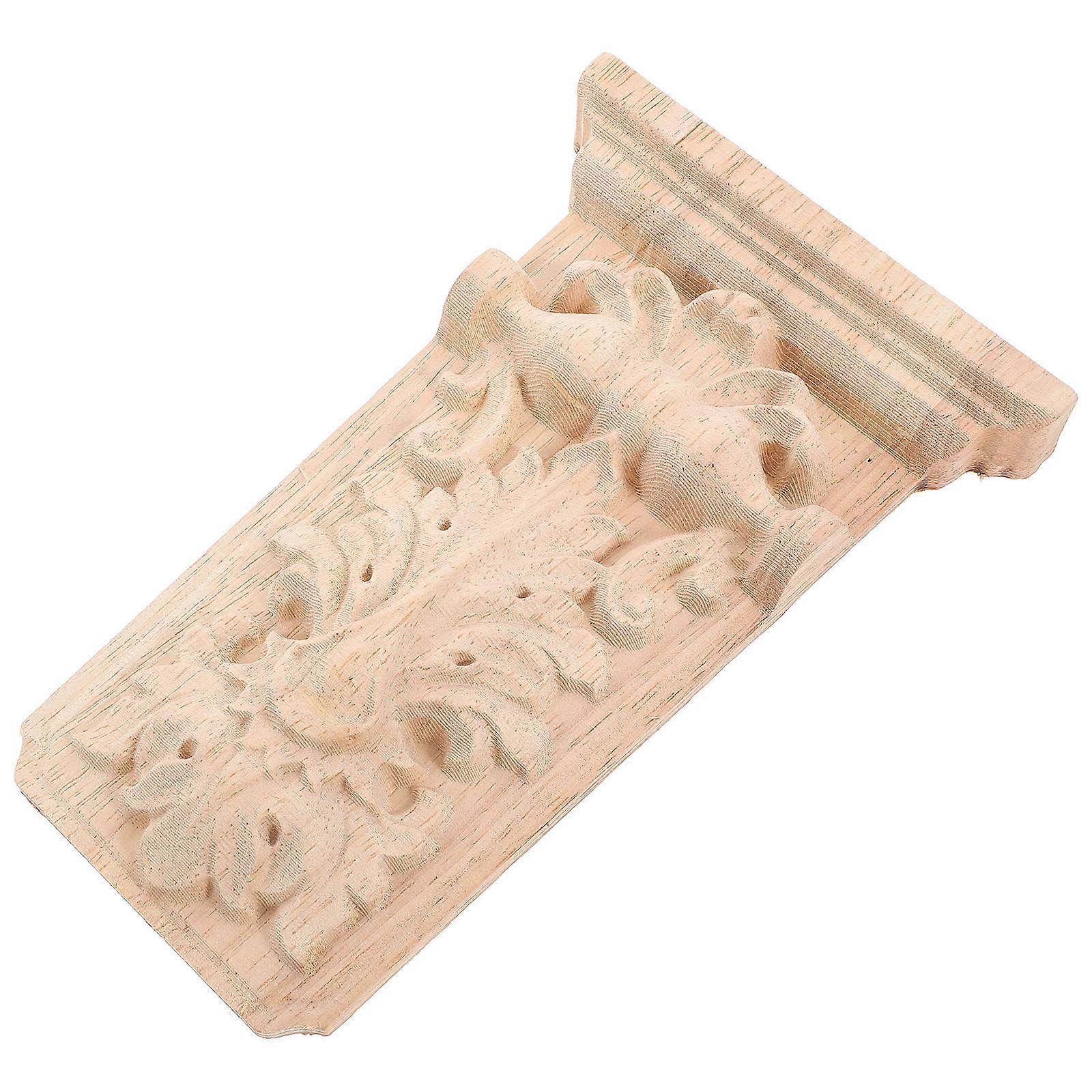 European Style Solid Wood Onlay Appliques for Home Decoration with Carvings Khaki Color