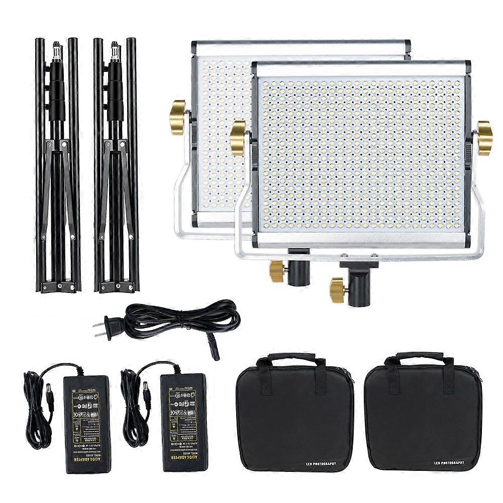 VBESTLIFE W660 2 Pack Dimmable LED Video Light 3200-5600K CRI95+ w Folding Stand (US 100-240V)