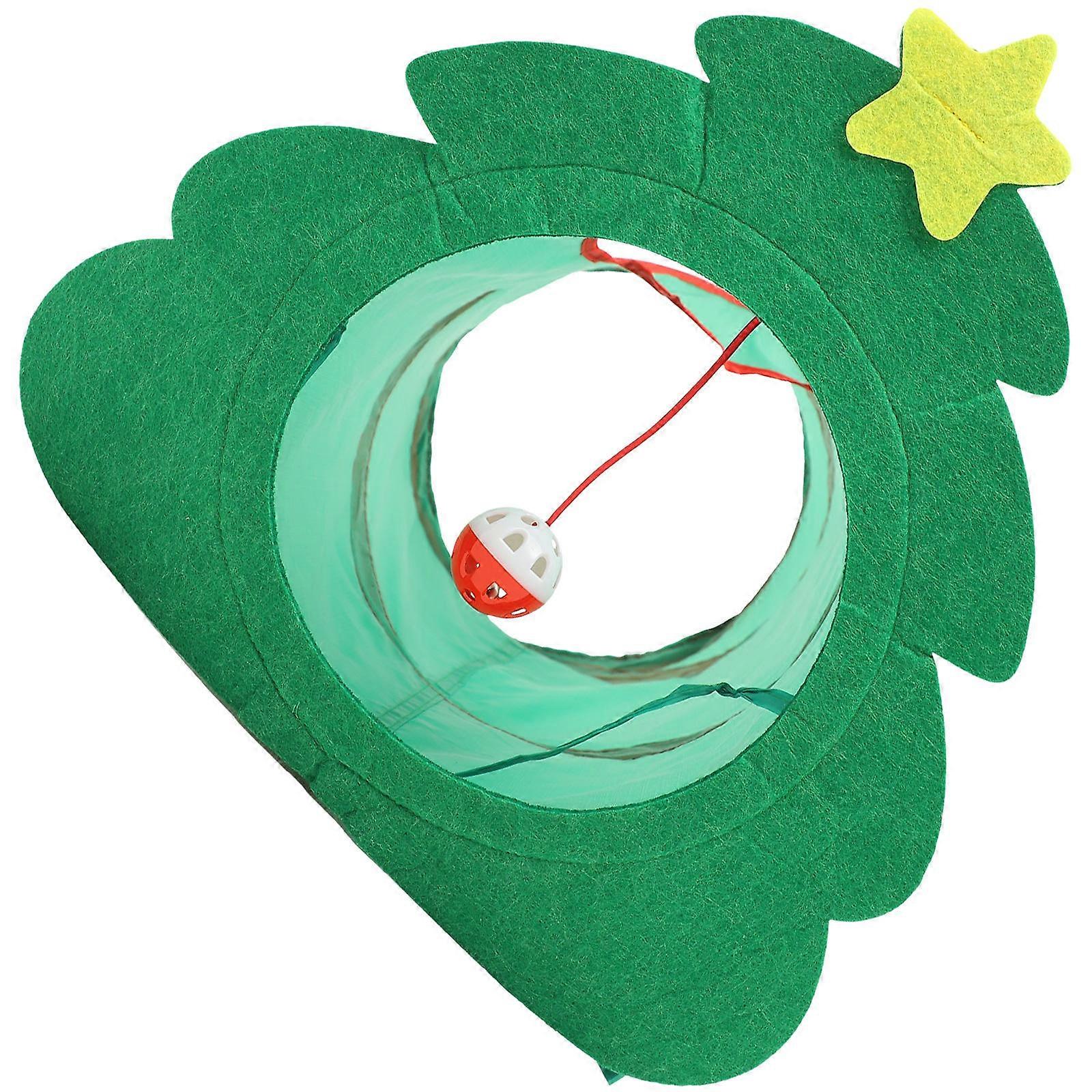 Foldable Christmas Tree Cat Tunnel for Indoor Cats – Durable Play Tube for Hiding, Sleeping, and Exercise
