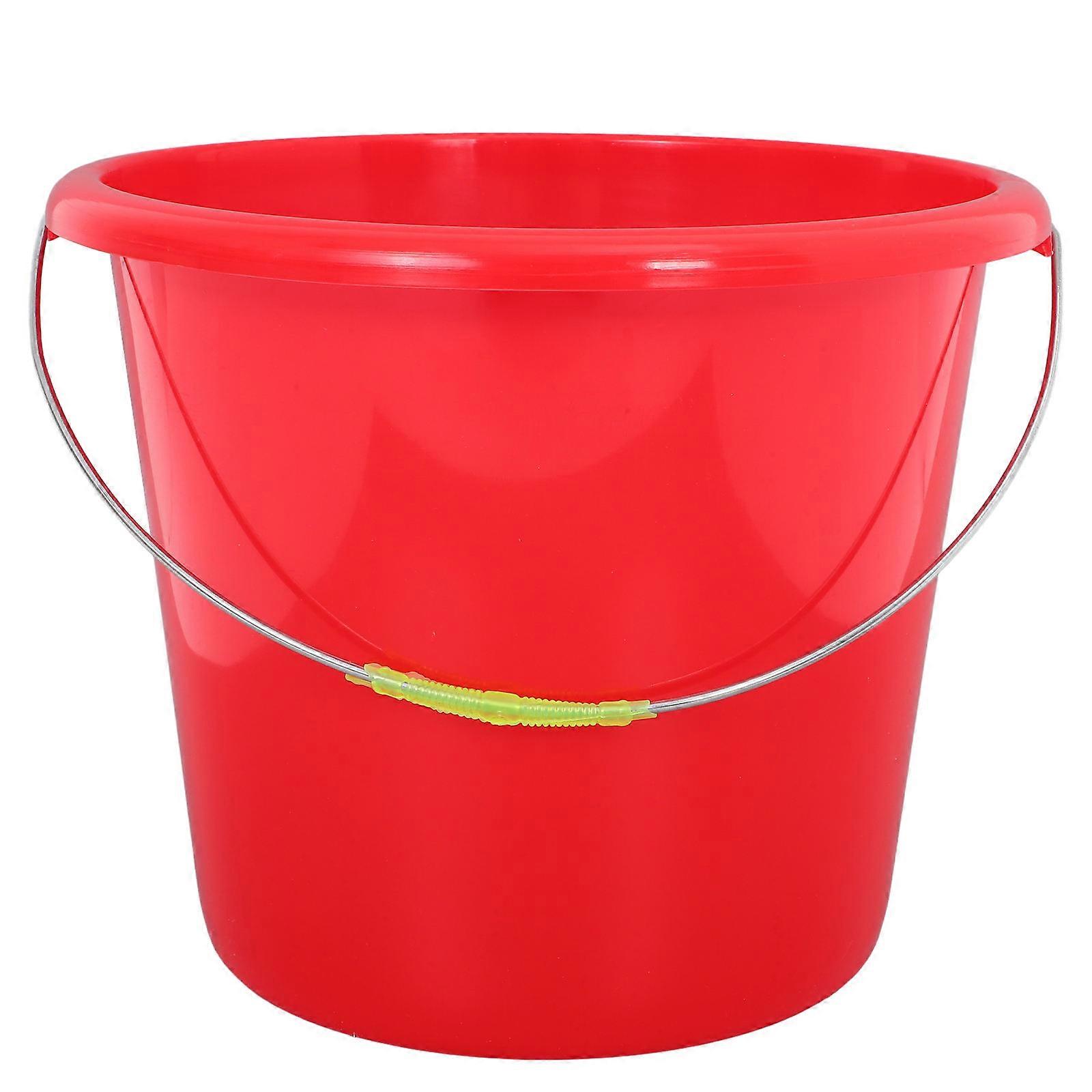 Red Plastic Storage Bucket with Ergonomic Handle and Large Capacity for Household Use Gardening and Pet Care Utility Tub 12.5L