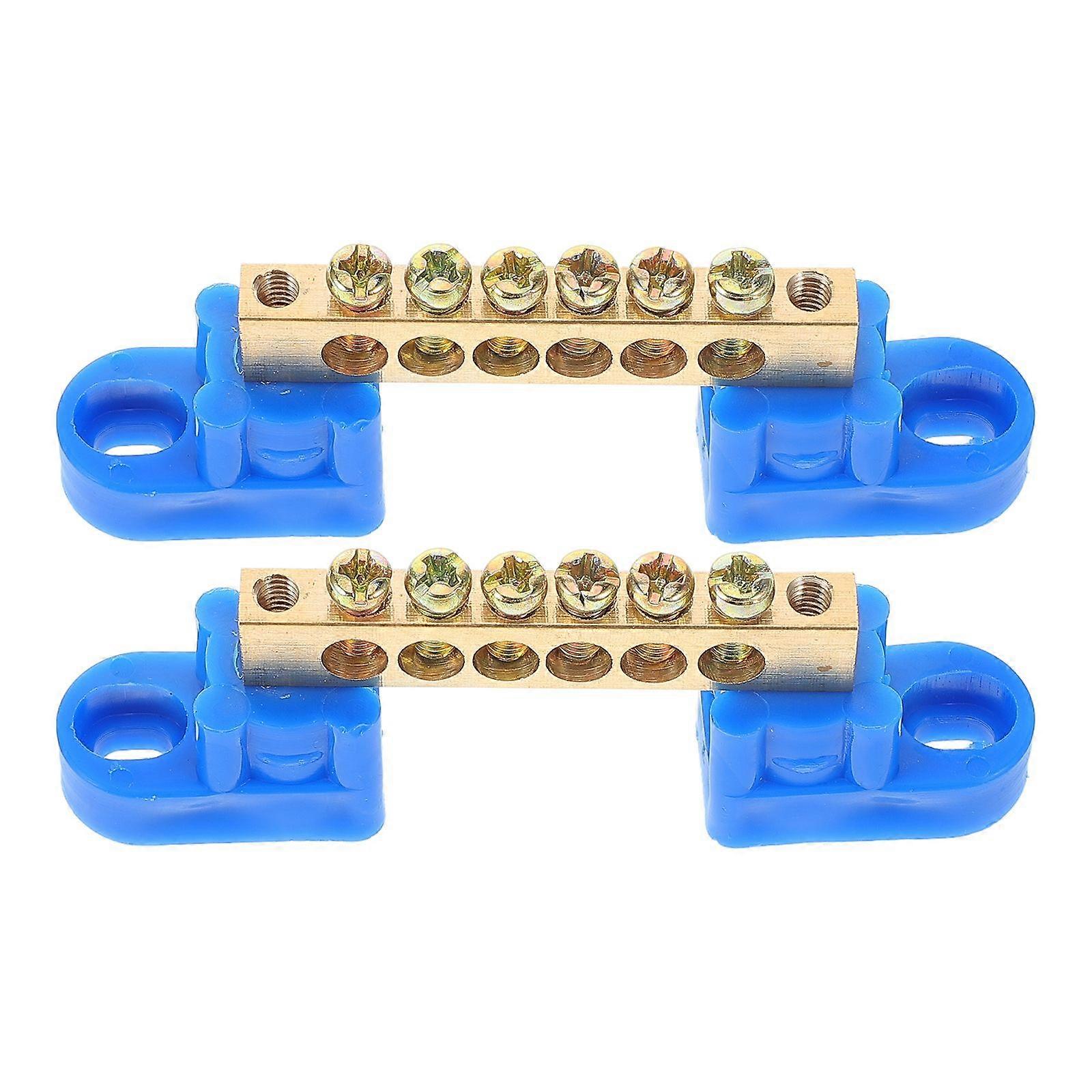 2pcs Ground Bus Bars  6 Positions Terminal Bus Bar Electrical Grounding Bars