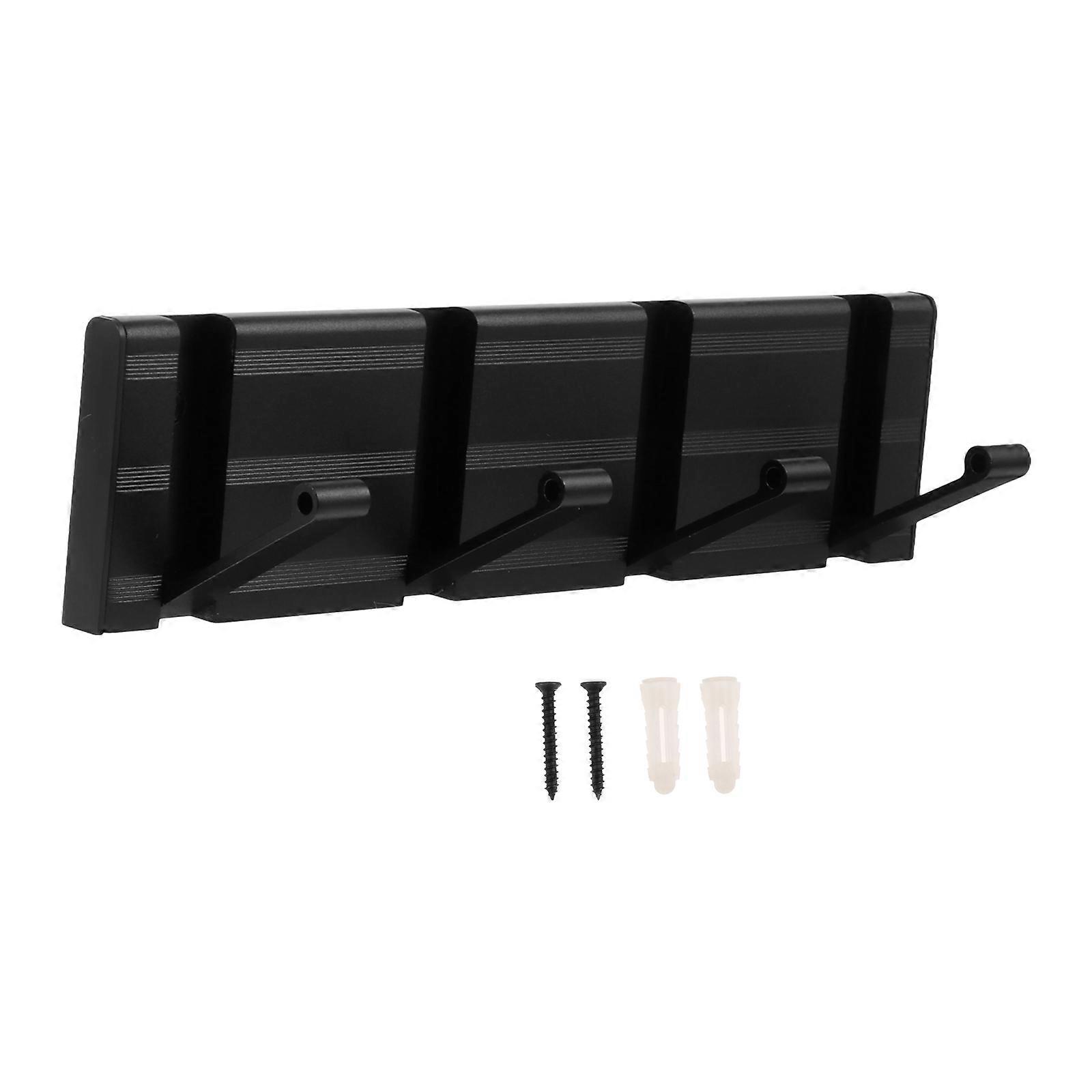 Black Space Aluminum Wall Hooks for Home Use 4 Hooks Uniform Structure Fine Touch Stable Color