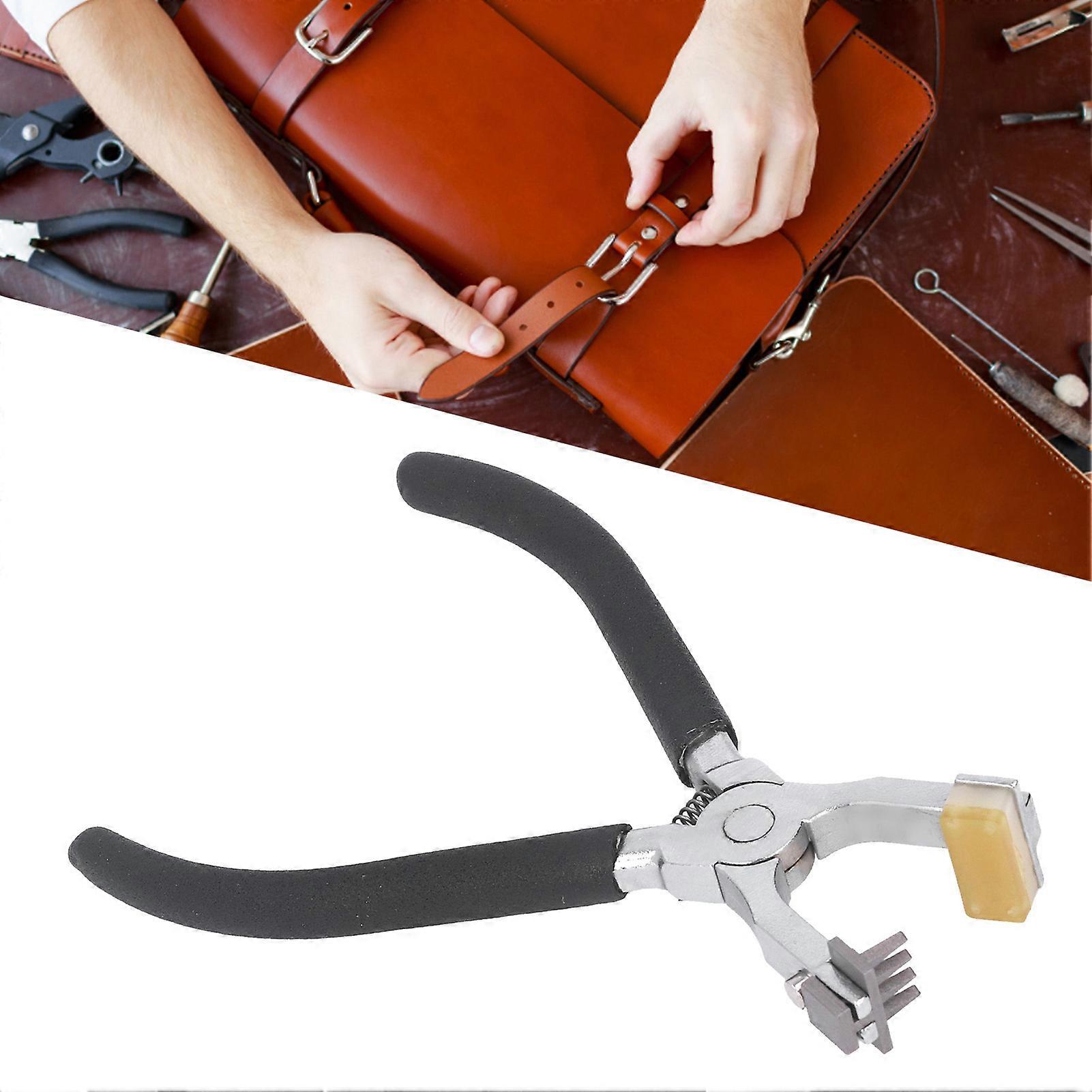 Silent Leather Hole Punch Double Lever Replaceable Head Rhombus Cutting Puncher with Comfortable Handle for DIY Leather 
