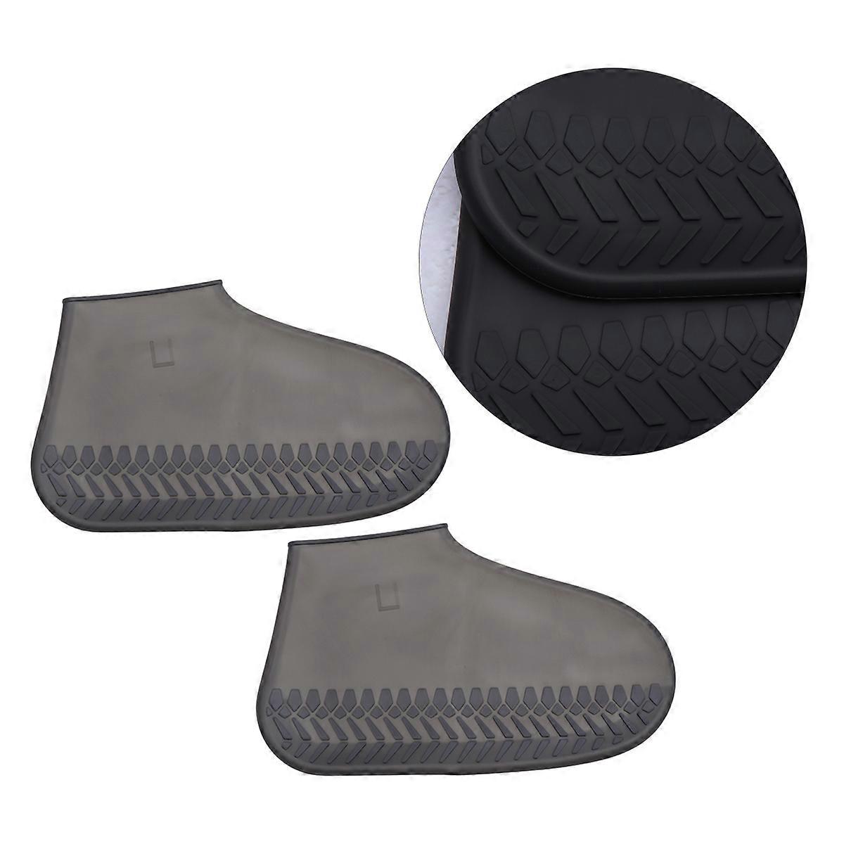 Unisex Rain Shoe Covers Size L In Black Color For Adult Use Perfect For Rainy Days Waterproof And Anti-Slip Application 1 Pair