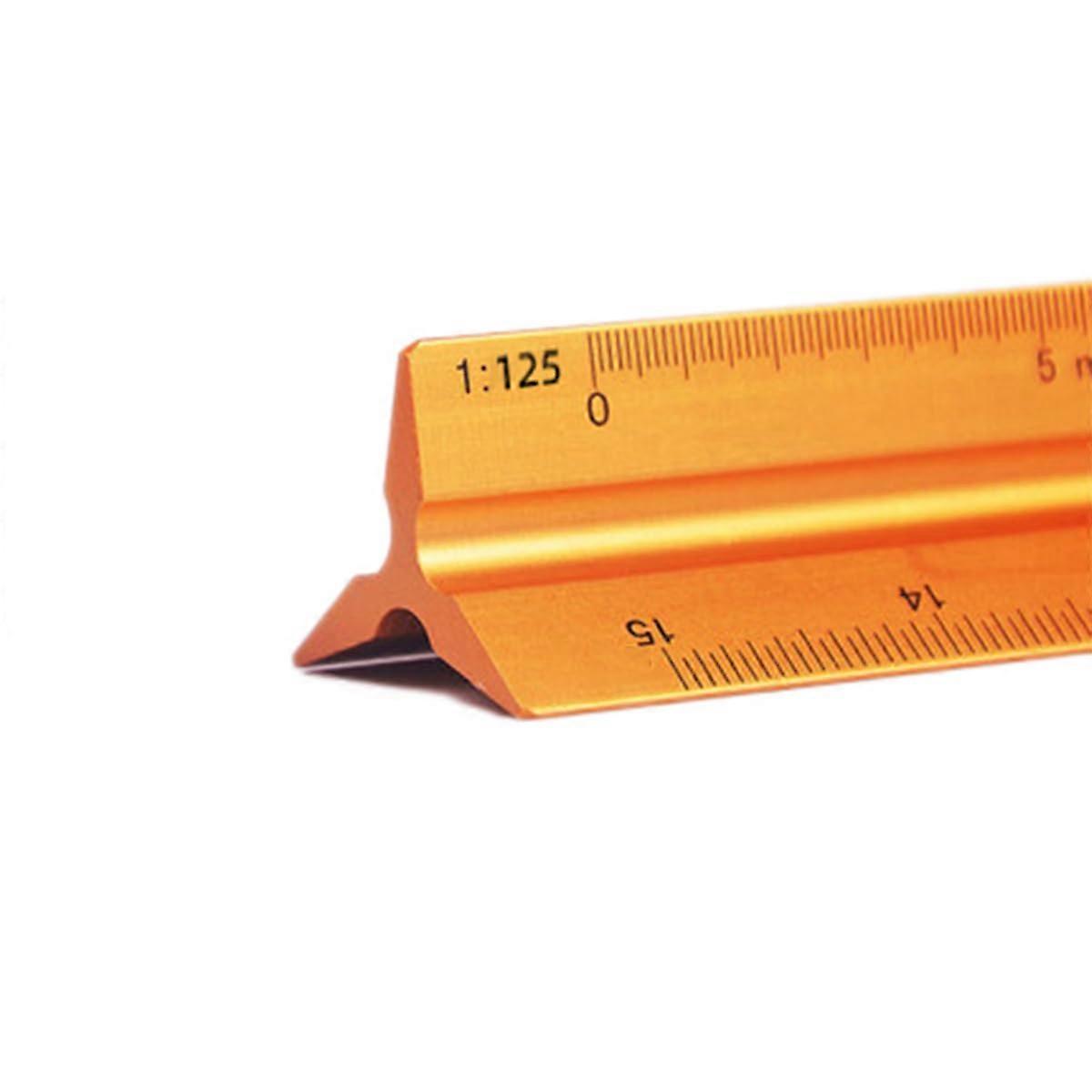 30cm triangular scale, architect's metal ruler made of copper, precision drawing tool with 6 scales: 1:20, 1:25, 1:50, 1:75, 1:100, 1:150, 1:125