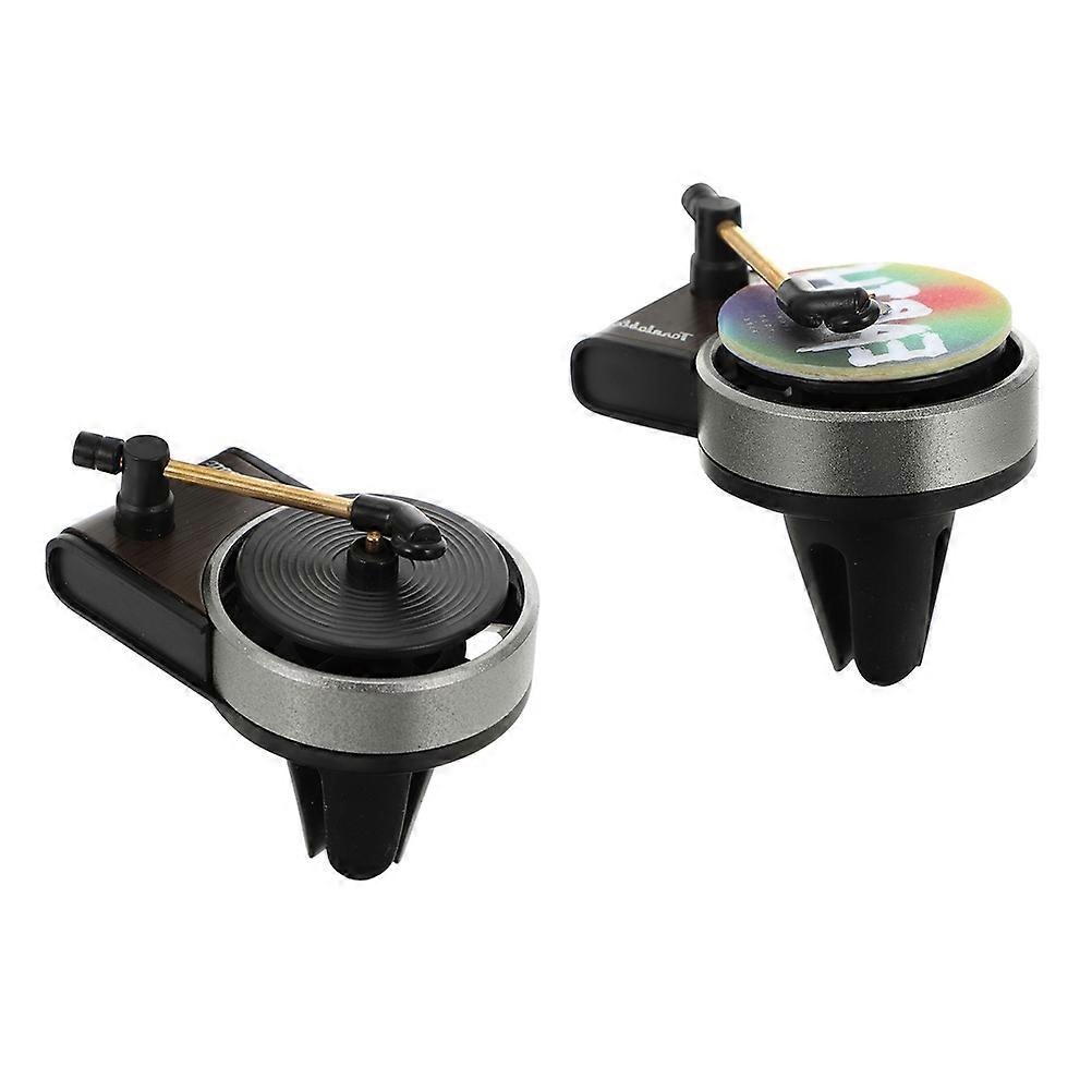 Turntable Air Freshener For Car Retro Record Machine Shape Car Adornment Stress Relief 2 Sets