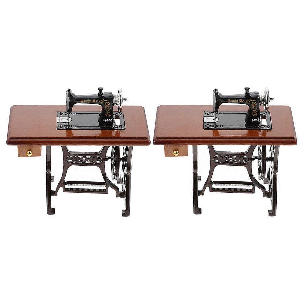 ماكينة خياطة صغيرة أثاث دمية محمولة ديكور منزلي 3.1X3.1X1.6in نمط الرجعية 2 مجموعة