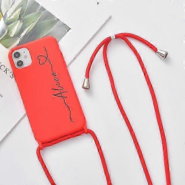 Soft Silicone Case with Custom Name for iPhone, Case With Strap for iPhone 7