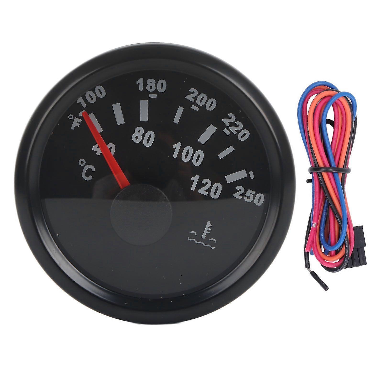 52mm engine water temperature gauge black dial pointer display for yacht