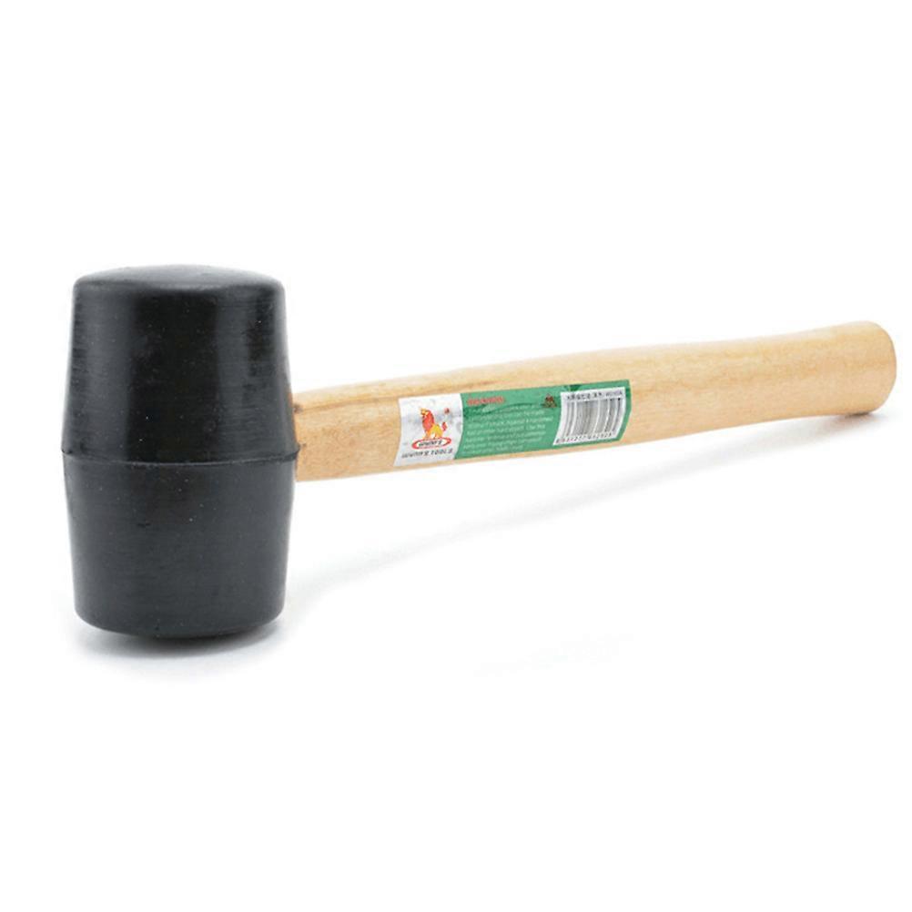 Elastic Shockproof Rubber Mallet with Hardwood Shaft for Woodworking 300g Black