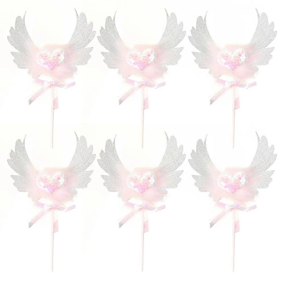 Delicate Eggcake Cake Picks for Decor 6Pcs Assorted Color Birthday Topper