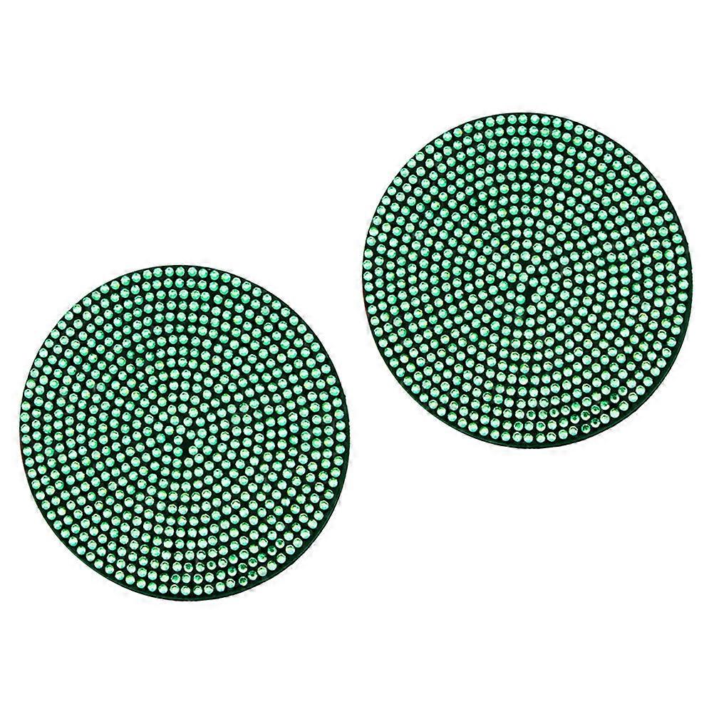 Beverage Coasters 2Pcs Non-Slip Round Cup Holders For Automotive Use 7X7cm Green Color