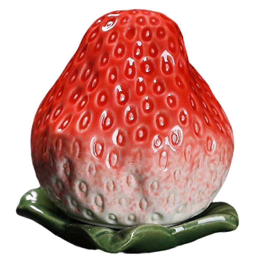 Ceramic Strawberry Tea Canister with Airtight Seal – Multi Functional Storage Jar for Nuts, Dry Foods & Candy, Decorative & Space Saving
