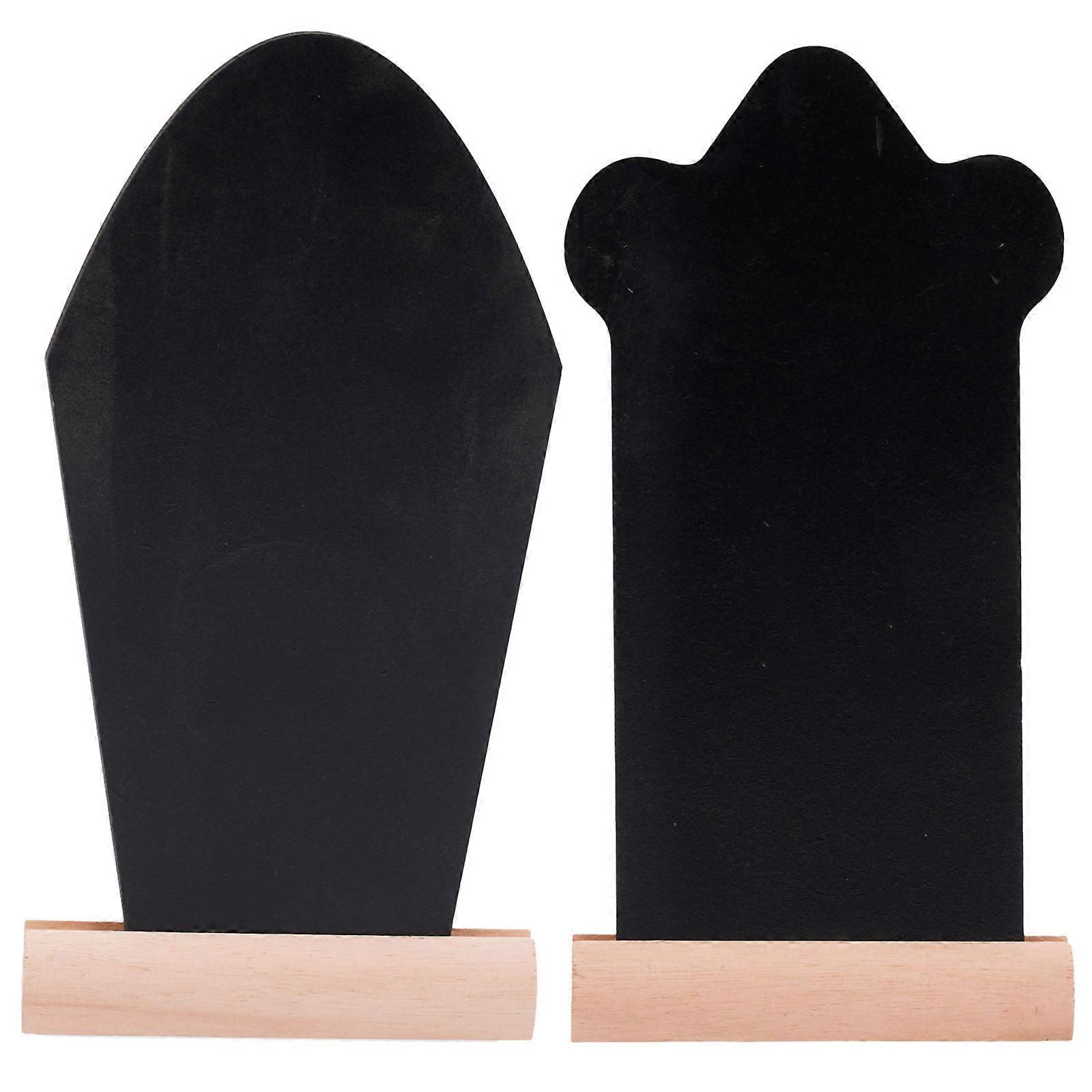 Double Sided Blackboard Tombstone for Decor Made of Plastic Black Color Lightweight and Portable 2 Pieces