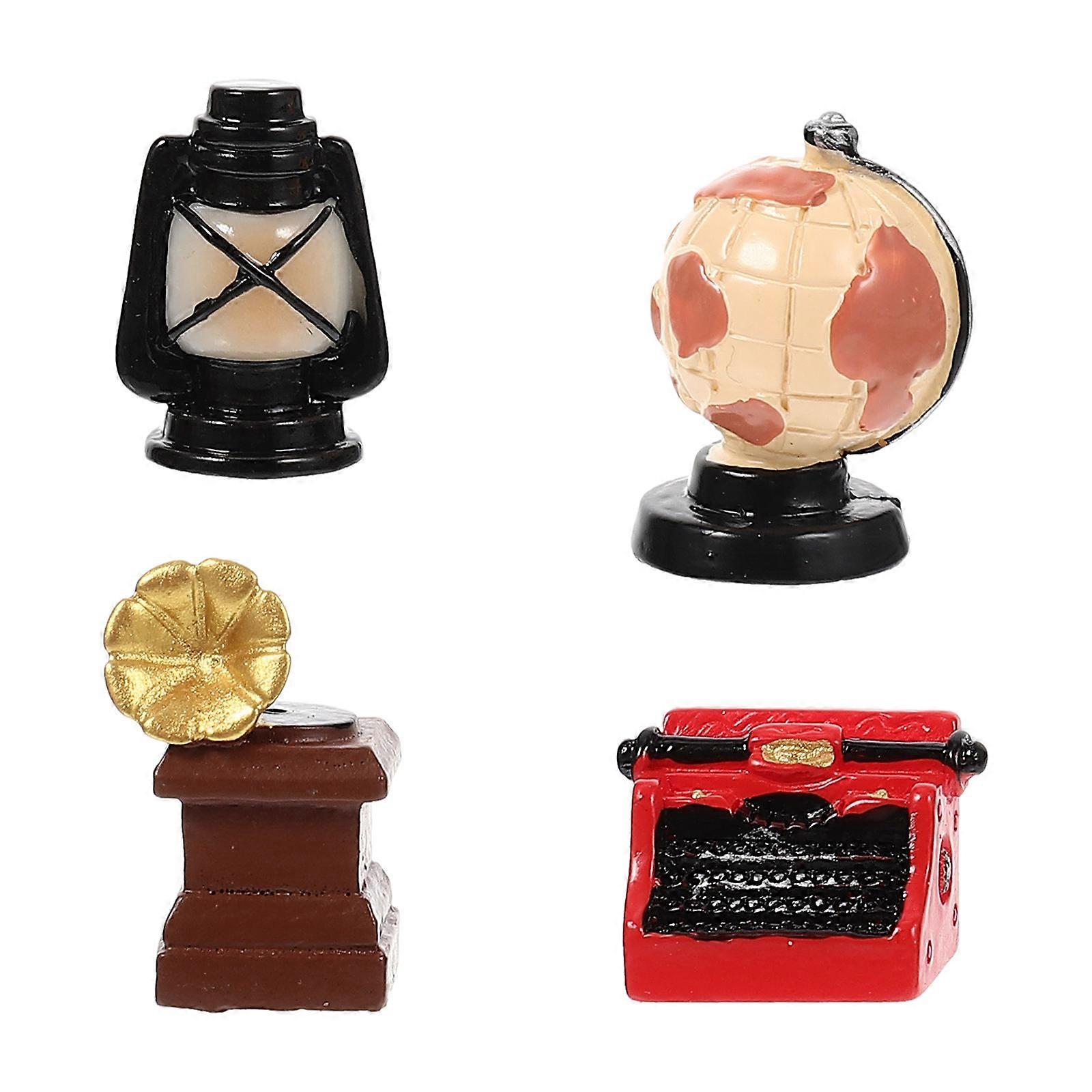 דגם זעיר ריאליסטי 4 יחידות פסלונים מיניאטוריים אביזרי צילום מגוון צבעים אידיאלי לעיצוב שולחן עבודה של בית זעיר