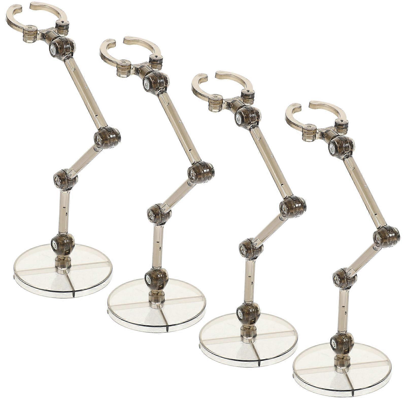 4pcs Transparent Black Action Figure Display Stands for Dolls & Models – Stable Plastic Figurine Holders with Flat Bottom for Desktop Organization